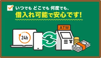 いつでも、どこで、何度でも、借り入れ可能で安心です！